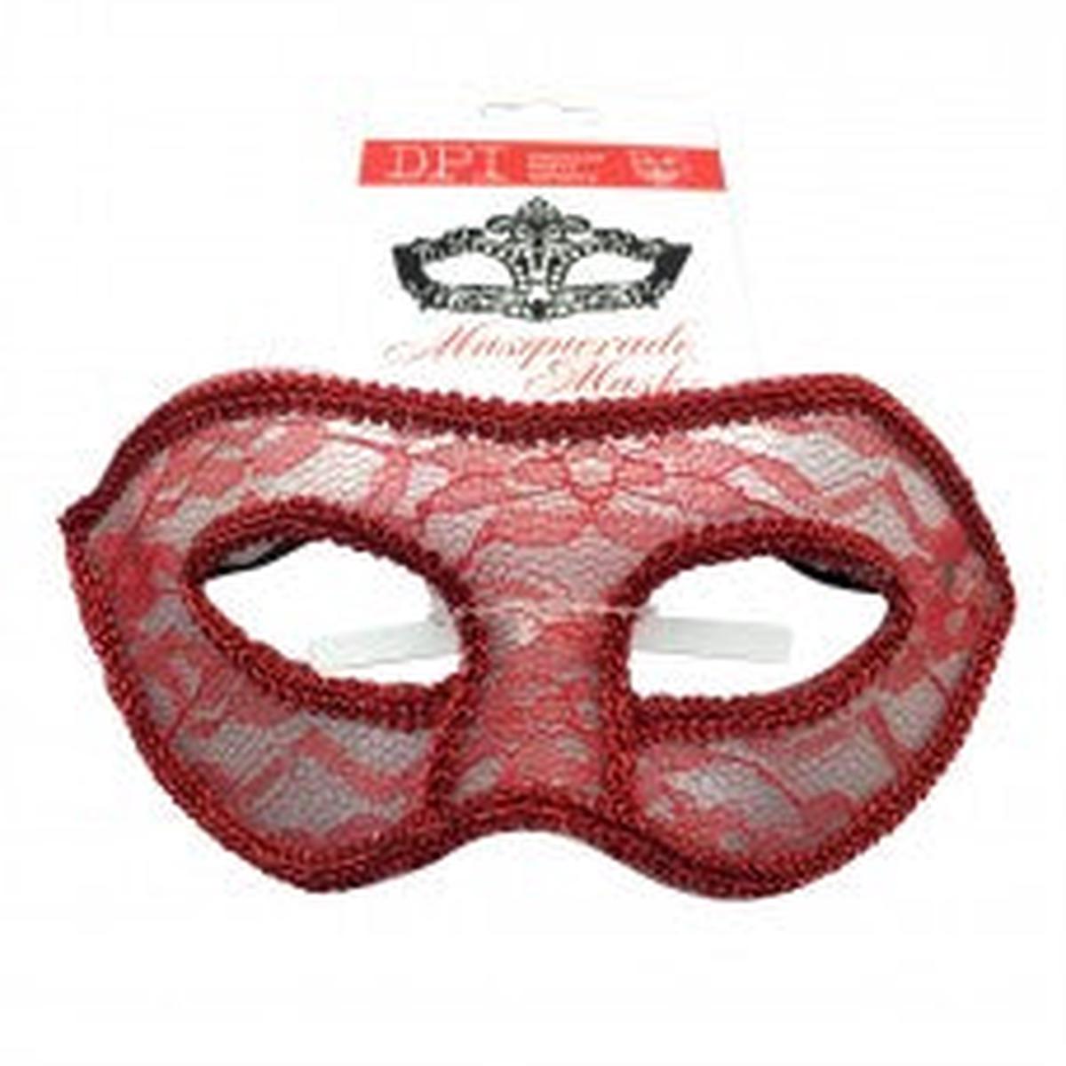 White Lace Masquerade Mask Red