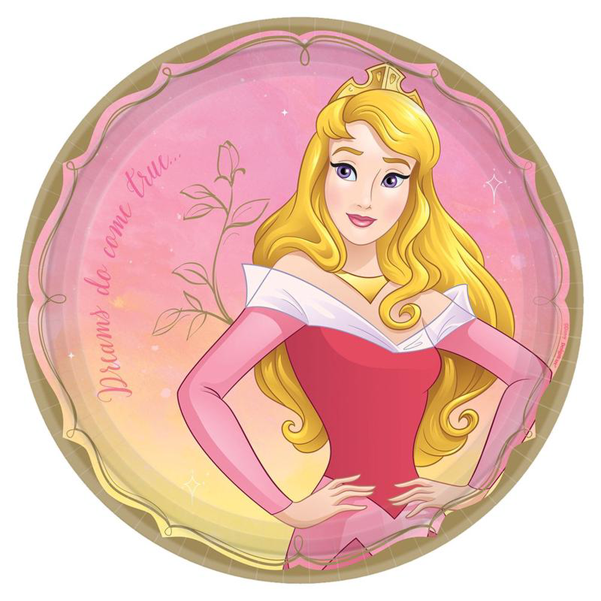 Disney Princess Round Plate Aurora 9 inch 8ct