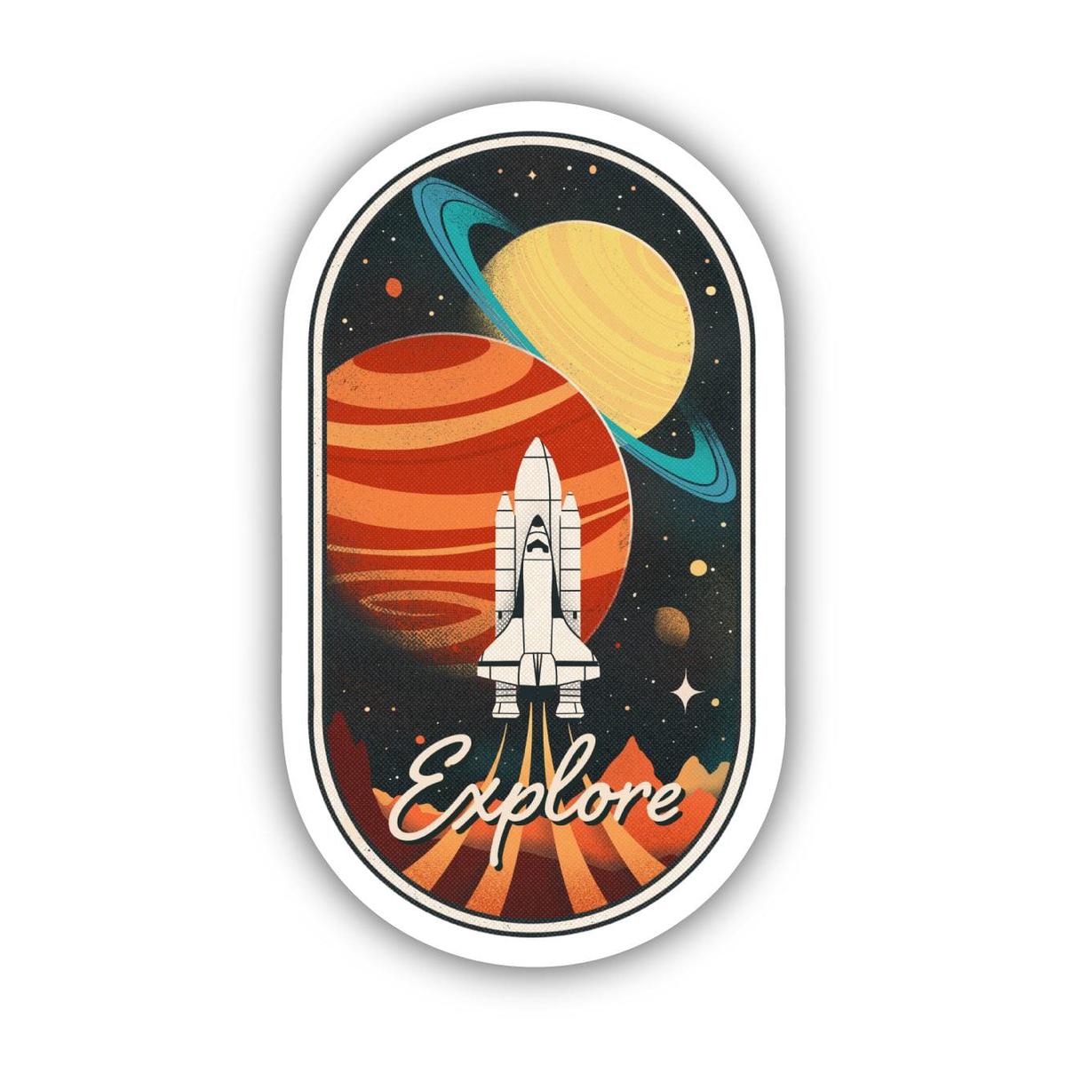 "Explore" Space Sticker