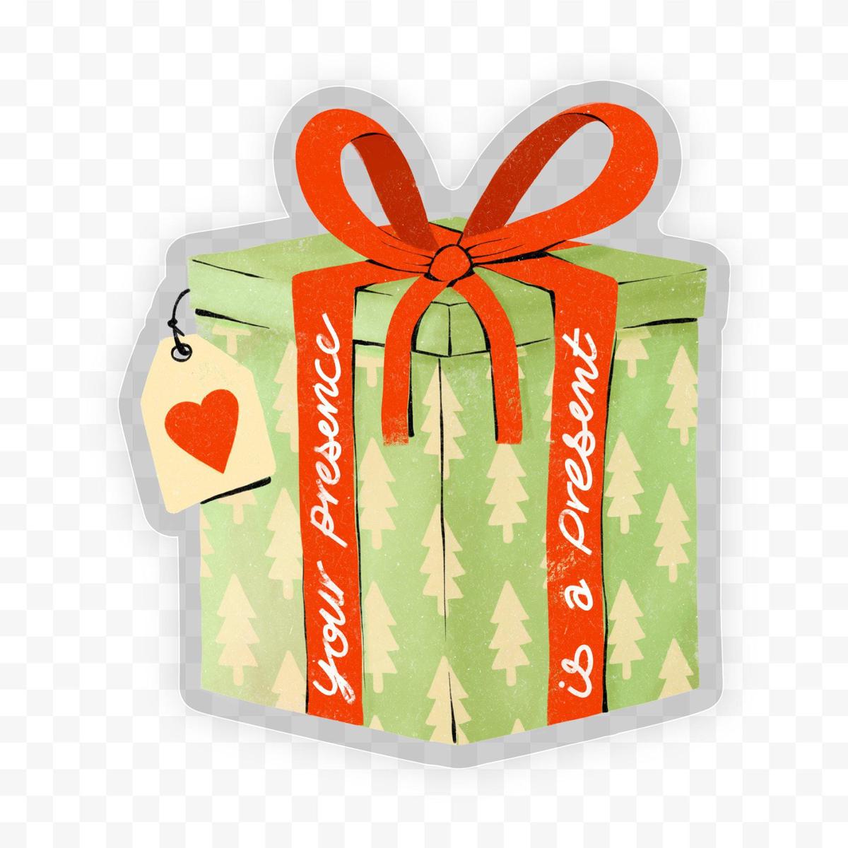 Your Presence Is A Present - Clear Holiday Sticker