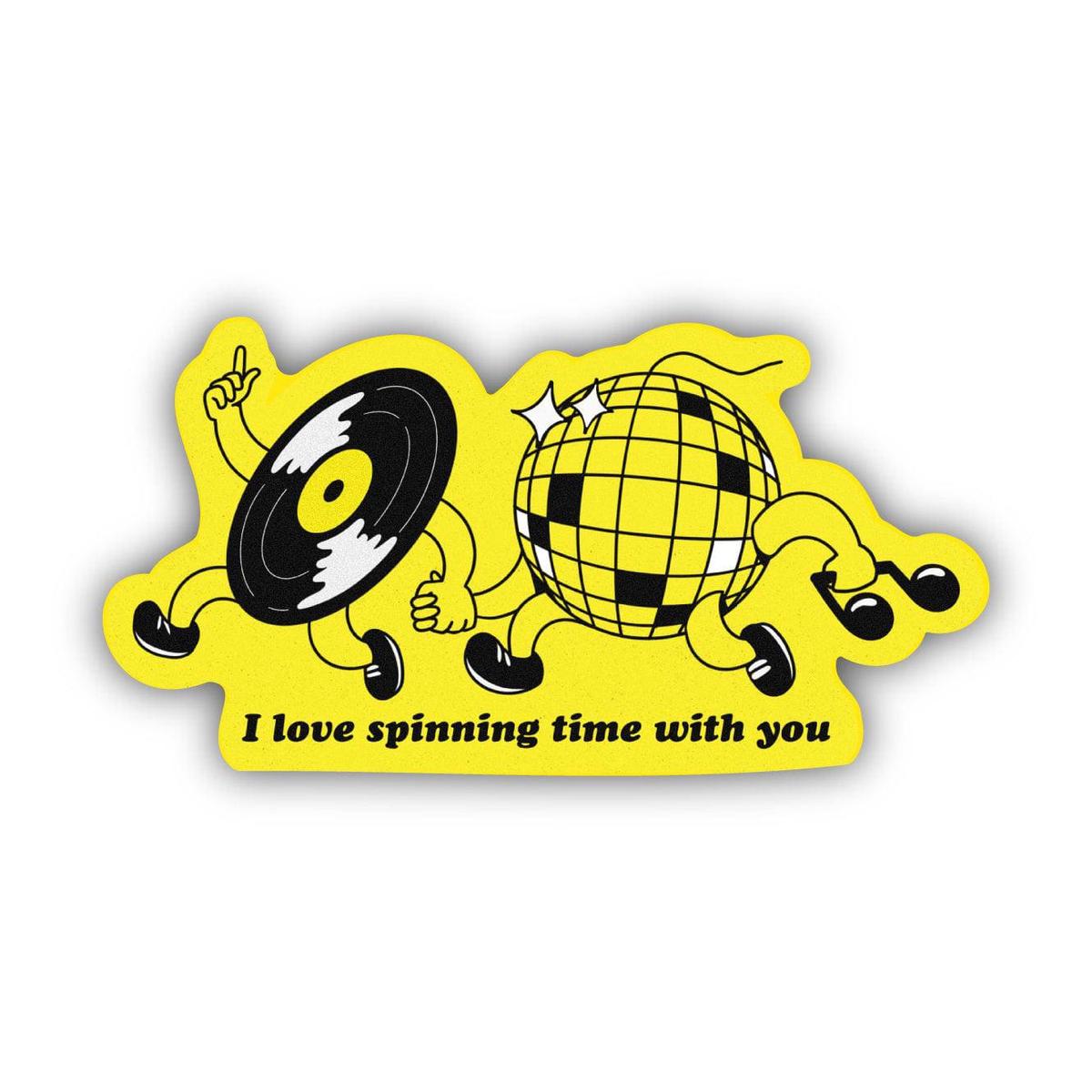 "I Love Spinning Time With You" Disco Pun Sticker