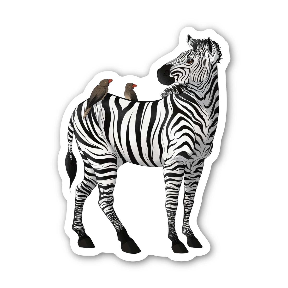Zebra & Birds Sticker