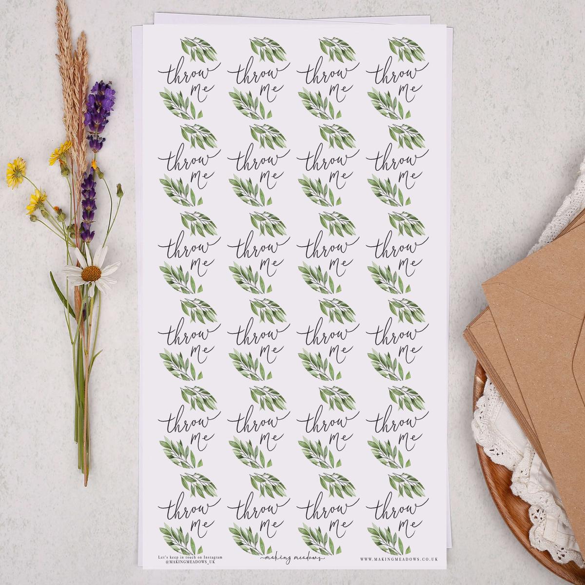 'Throw Me' Botanical Confetti Sticker Sheet