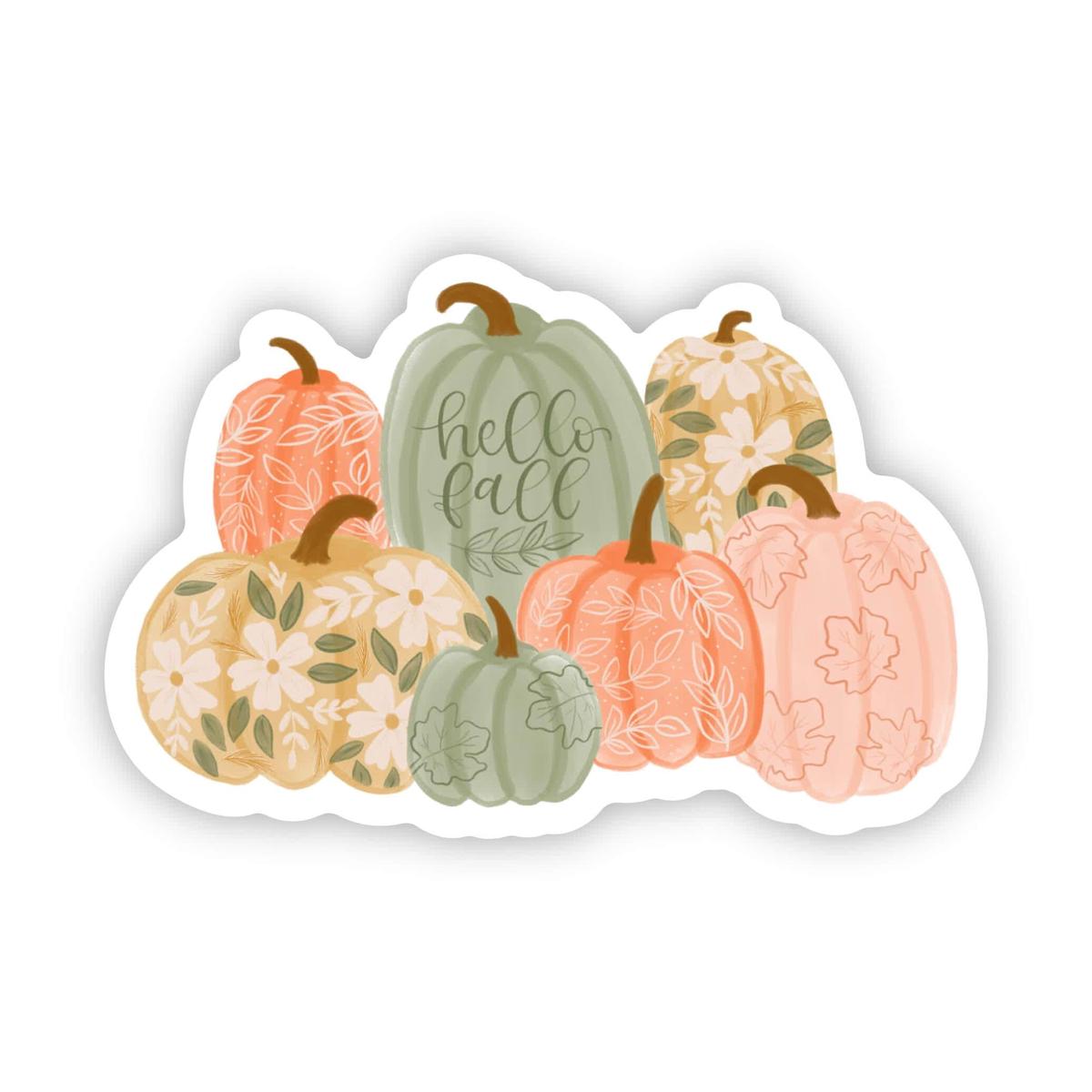 "Hello Fall" Floral Pumpkin Sticker