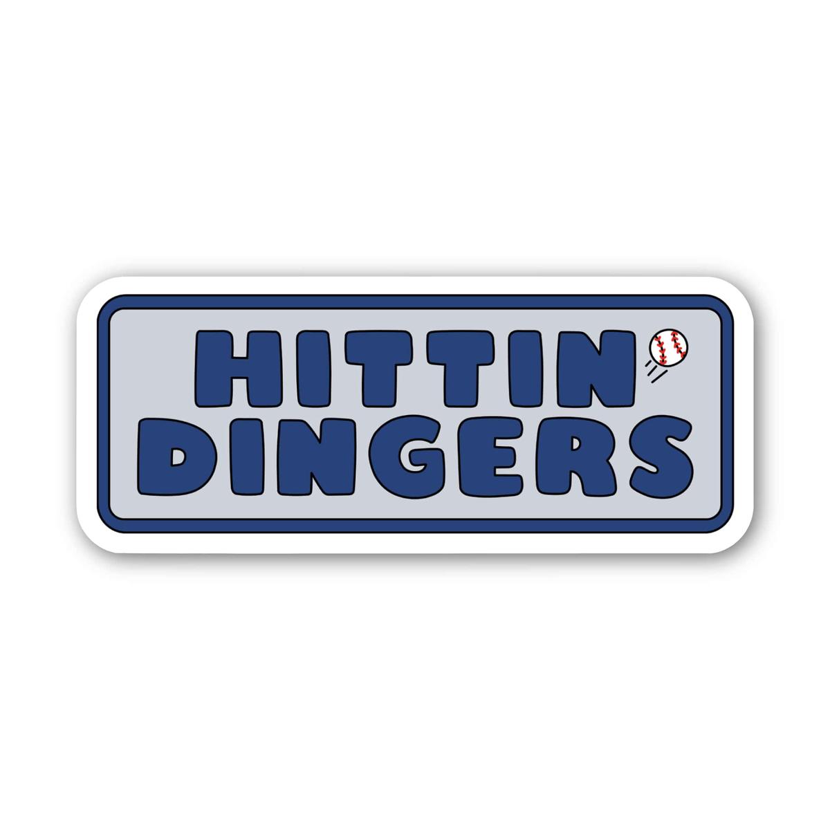 "Hittin' dingers" Blue Baseball Sticker