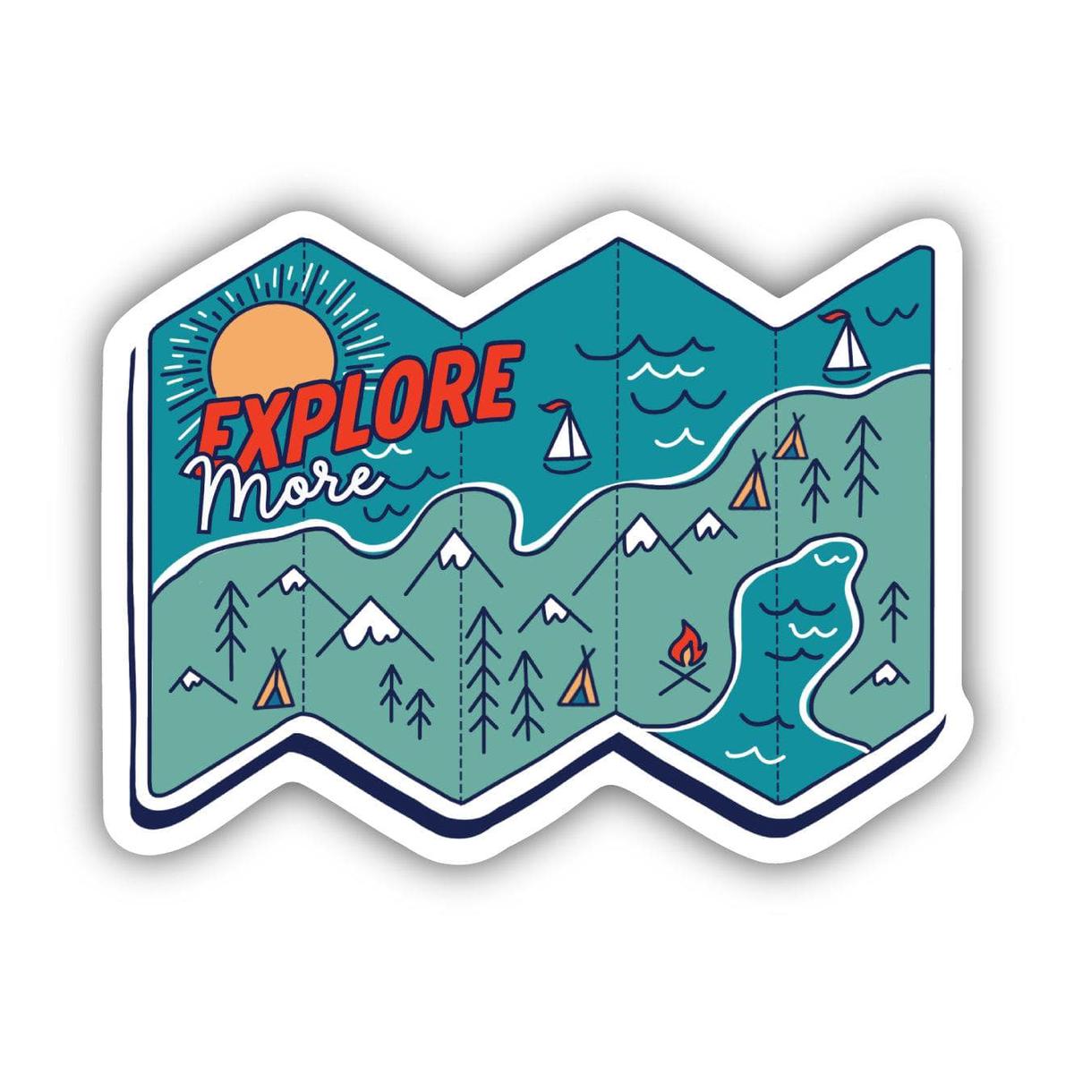 "Explore More" Map Travel Sticker