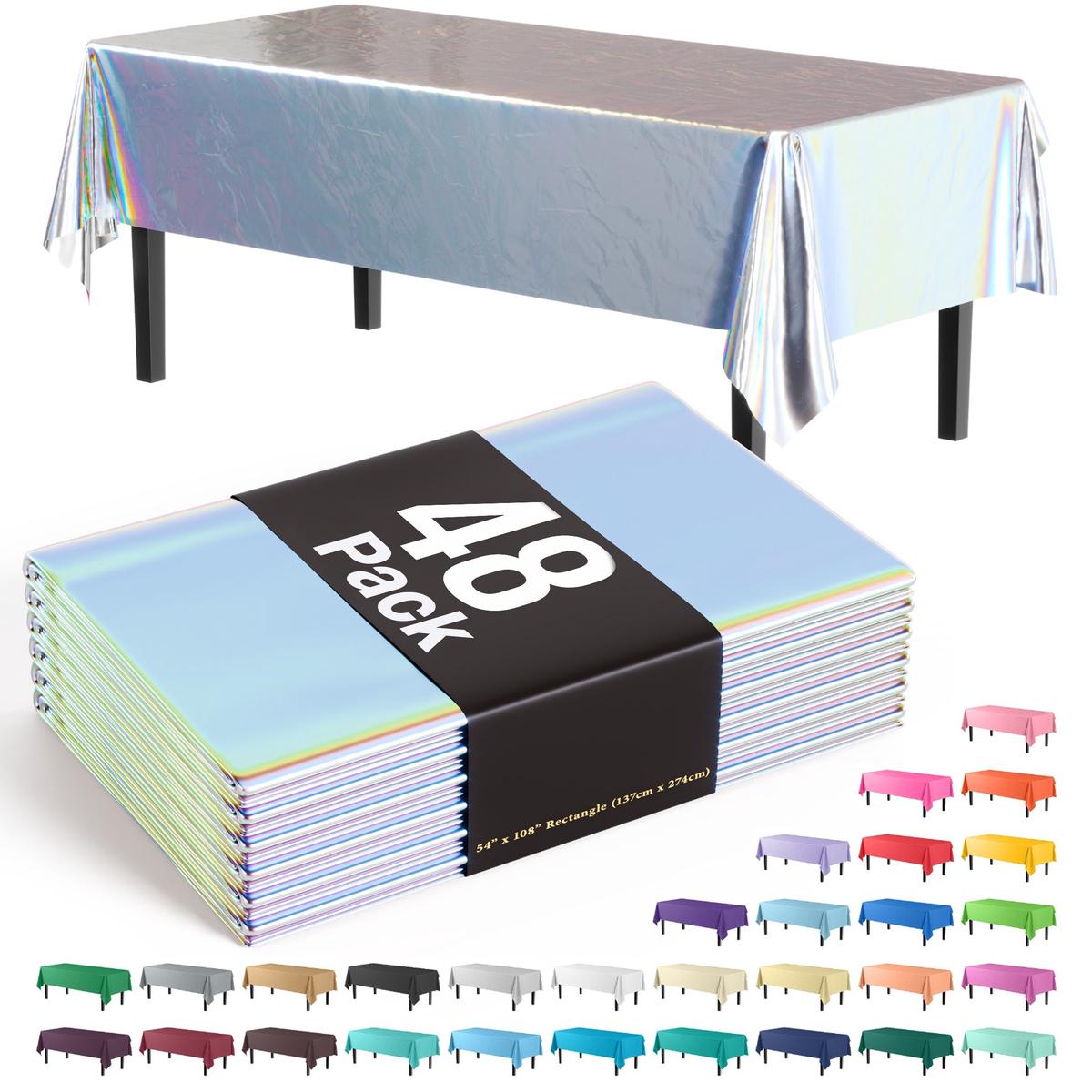 Iridescent Plastic Table Cover | Case of 48 - 54 In. x 108 In.