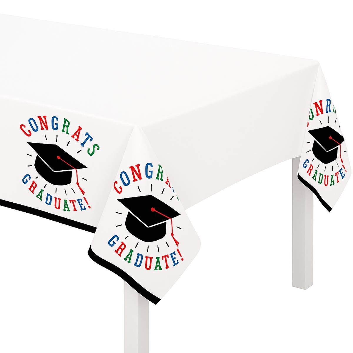 "Congrats Graduate" Plastic Table Cover - 3 Pack