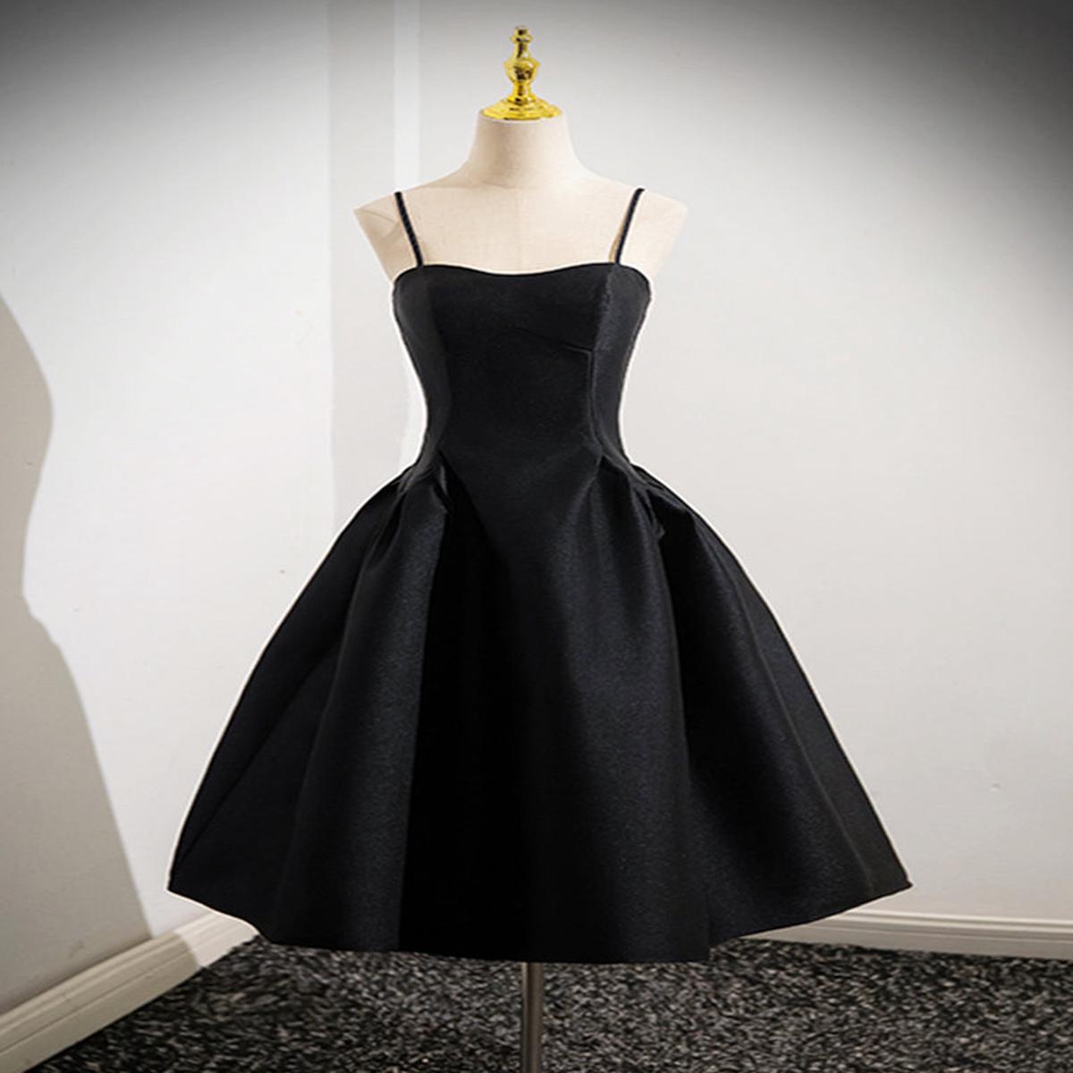 Black A-Line Satin midi Prom Dress