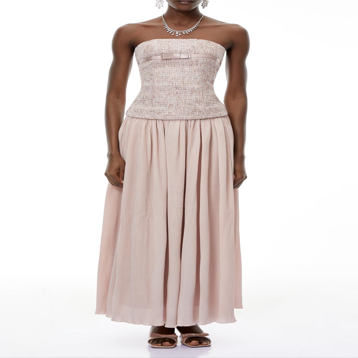 yvonne Off Shoulder Ruched Maxi Dress in pink
